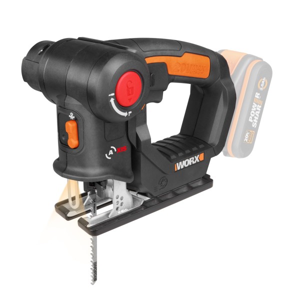 Sierra sable y de calar 2en1 20V Worx | PowerShare | WX550.9 - Sin batería, ni cargador | Cambio de cuchilla sin herramientas, v Sierra sable y de calar 2en1 20V Worx | PowerShare | WX550.9 - Sin batería, ni cargador | Cambio de cuchilla sin herramientas, v