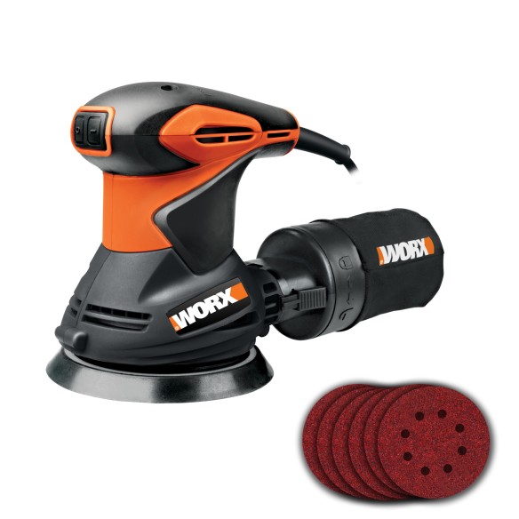 Lijadora Rotorbital 300W 125mm Worx | WX 652.1 | Sistema de aspiración de polvo y bolsa recoge polvo, sistema de anclaje por vel Lijadora Rotorbital 300W 125mm Worx | WX 652.1 | Sistema de aspiración de polvo y bolsa recoge polvo, sistema de anclaje por vel