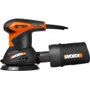 Lijadora Rotorbital 300W 125mm Worx | WX 652.1 | Sistema de aspiración de polvo y bolsa recoge polvo, sistema de anclaje por vel