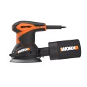 Lijadora Rotorbital 300W 125mm Worx | WX 652.1 | Sistema de aspiración de polvo y bolsa recoge polvo, sistema de anclaje por vel