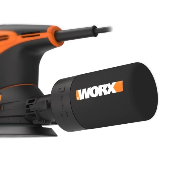 Lijadora Rotorbital 300W 125mm Worx | WX 652.1 | Sistema de aspiración de polvo y bolsa recoge polvo, sistema de anclaje por vel Lijadora Rotorbital 300W 125mm Worx | WX 652.1 | Sistema de aspiración de polvo y bolsa recoge polvo, sistema de anclaje por vel