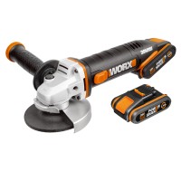 Amoladora angular a batería 115mm 20V Máx. Worx | PowerShare | WX800 | Incluye 2 baterías 2Ah, cargador y maletín | Protector de 2