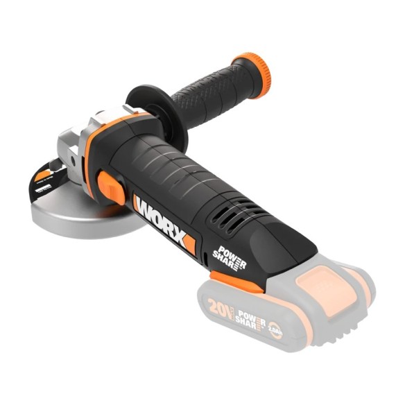 Amoladora angular a batería 115mm WX800.9 | 20V Máx. | Worx | PowerShare | No incluye batería ni cargador | Protector de disco c Amoladora angular a batería 115mm WX800.9 | 20V Máx. | Worx | PowerShare | No incluye batería ni cargador | Protector de disco c