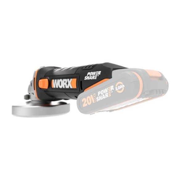 Amoladora angular a batería 115mm WX800.9 | 20V Máx. | Worx | PowerShare | No incluye batería ni cargador | Protector de disco c Amoladora angular a batería 115mm WX800.9 | 20V Máx. | Worx | PowerShare | No incluye batería ni cargador | Protector de disco c
