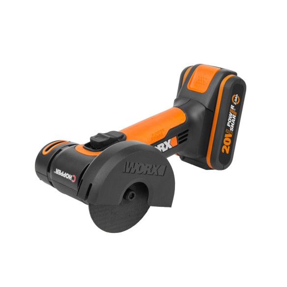 Amoladora angular compacta a batería Worx WX801 - 76mm - PowerShare 20V - Incluye 1 batería 2Ah, cargador, protector ajustable