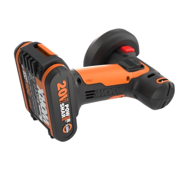 WORX WX801 Mini Amoladora Chopper 20 V Worx, PowerShare, 1 batería 2 Ah, Ajuste rápido del protector de disco, Bloqueo del husil WORX WX801 Mini Amoladora Chopper 20 V Worx, PowerShare, 1 batería 2 Ah, Ajuste rápido del protector de disco, Bloqueo del husil