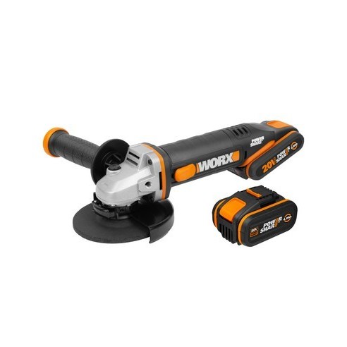 WORX | Amoladora 125mm 20V | PowerShare | WX803 | Incluye 2 baterías 2Ah y 4Ah | Bloqueo del husillo | interruptor lateral | Sis