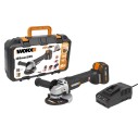 Amoladora Brushless a batería 125mm 20V Worx | PowerShare | WX812 | Incluye 1 batería 4Ah, cargador y maletín | Motor sin escobi