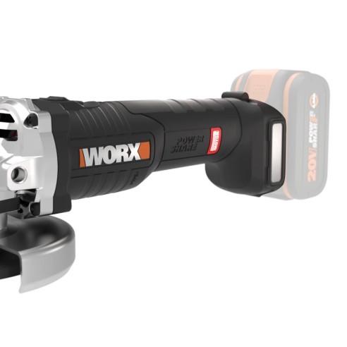Amoladora angular Brushless a batería 115mm 20V Worx | PowerShare | WX813.9 | No incluye batería ni cargador | Motor sin escobil