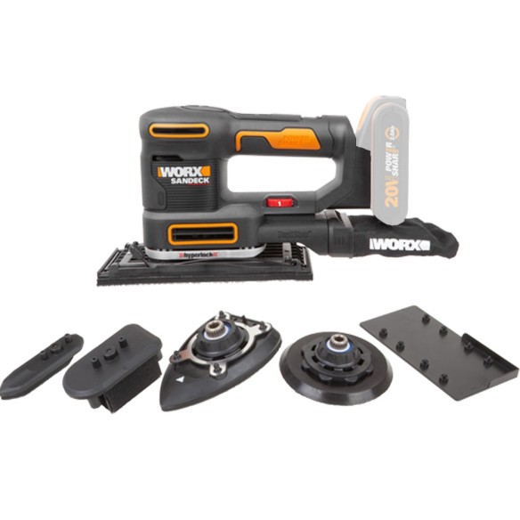 Lijadora Orbital a Batería Worx Sandeck 5 en 1 WX820 - 20V - Sin Baterías, Cargador ni Maletín