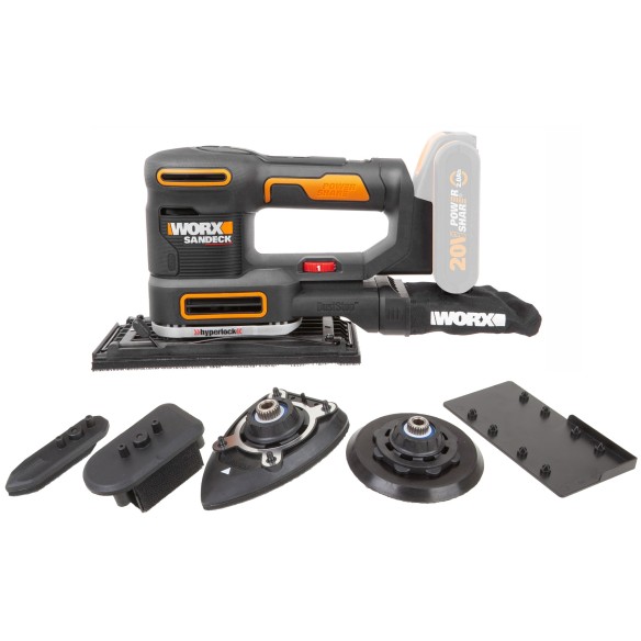 Lijadora Orbital a Batería Worx Sandeck 5 en 1 WX820 - 20V - Sin Baterías, Cargador ni Maletín