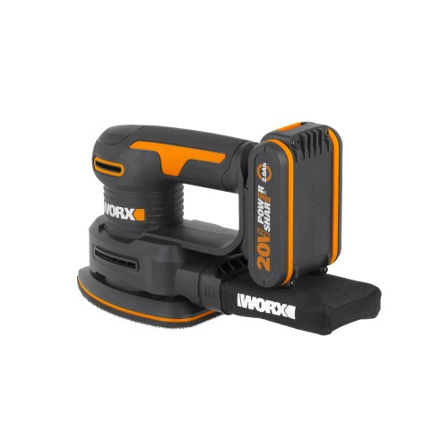 Lijadora Orbital a Batería Worx WX822.9 - 20V - Incluye 1 Batería 2Ah, Cargador y Maletín