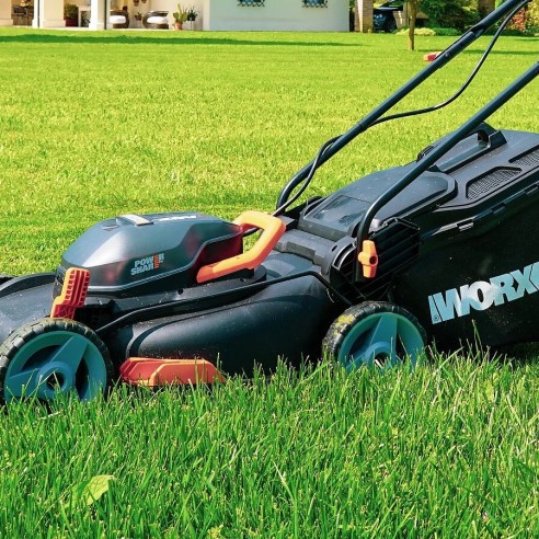 Cortacésped 40V Máx. (2x20V) Worx | PowerShare | WG743E | Incluye 2 baterías 4Ah y cargador doble | 40 cm  | Ajuste de altura |