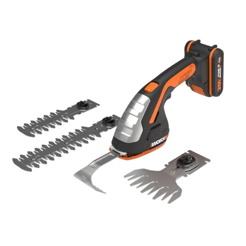 Cortasetos de mano 20V Máx. Worx| PowerShare | WG801E.5 | Incluye  1 batería 2Ah y cargador | Multifunción , tijera de césped, A