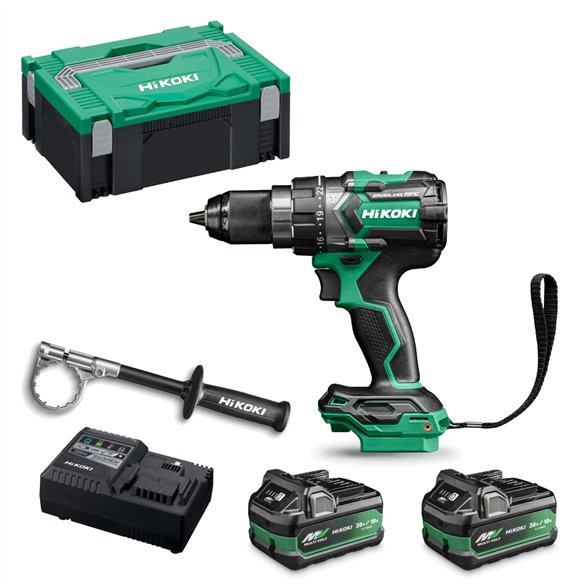 Taladro Percutor Hikoki DV18DCWPZ 18V - 140 Nm Brushless - 2 Baterías 5Ah, Cargador y Maletín