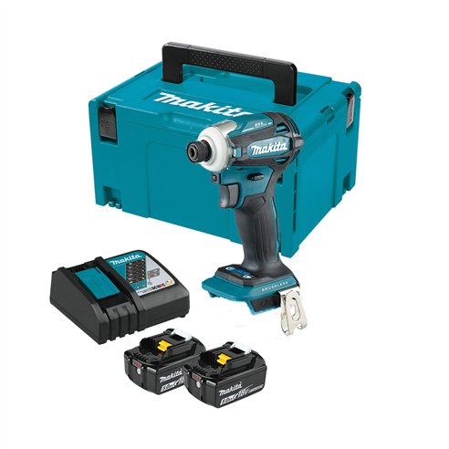 Atornillador de impacto Makita DTD172RTJ - 18V, 180 Nm, motor sin escobillas, 2 baterías de 5Ah