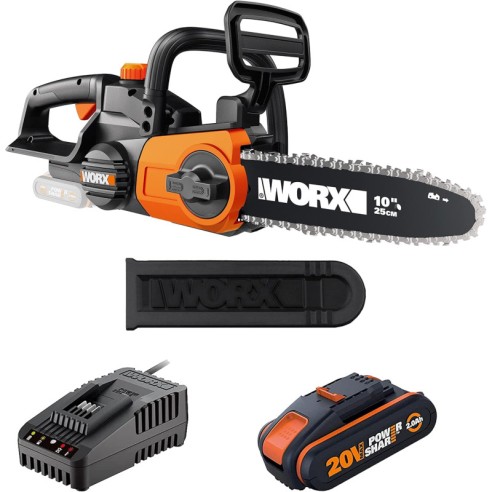 Motosierra Worx WG322E + Batería 20V 2Ah y Cargador