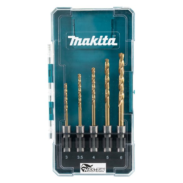 Juego de 5 brocas Makita para Metal HSS-TiN - Inserción SDS- PLUS