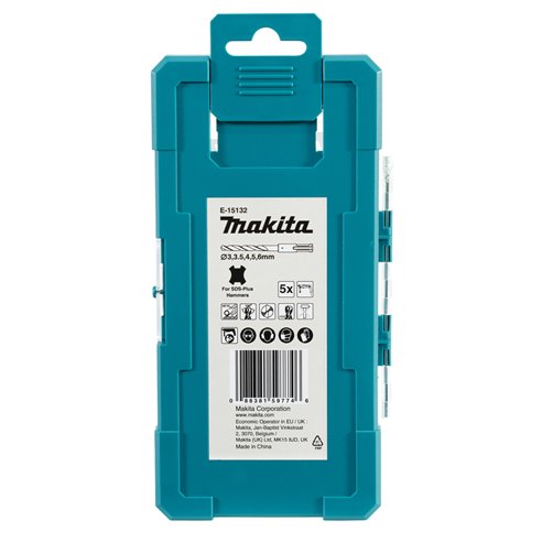 Juego de 5 brocas Makita para Metal HSS-TiN - Inserción SDS- PLUS