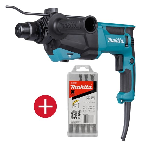 Martillo combinado Makita HR2670 + Set 5 brocas SDS-PLUS