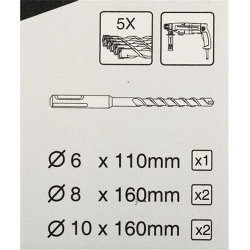 Juego de 5 brocas SDS-PLUS Makita B-54704 - 6, 8 y 10 mm