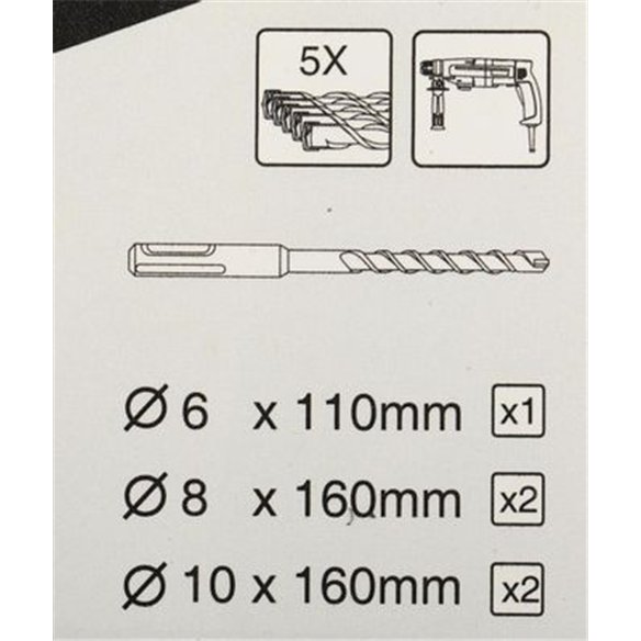 Juego de 5 brocas SDS-PLUS Makita B-54704 - 6, 8 y 10 mm Juego de 5 brocas SDS-PLUS Makita B-54704 - 6, 8 y 10 mm