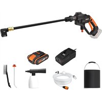 WORX Hidrolimpiadora a batería Hydroshot 20V Worx, PowerShare, WG620E.2, 1 batería 2Ah, portátil, accesorios, Color Negro y Nara