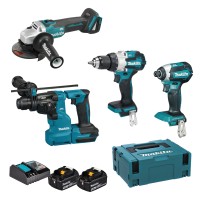 Pack 18v Makita Taladro, Martillo, Amoladora, Atornillador Impacto