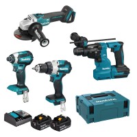 Pack 18v Makita Taladro, Martillo, Amoladora, Atornillador Impacto 2