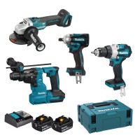 Pack 18v Makita Taladro, Martillo, Amoladora, Llave impacto
