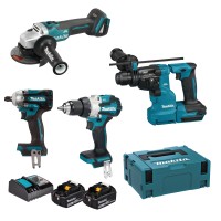 Pack 18v Makita Taladro, Martillo, Amoladora, Llave impacto 2