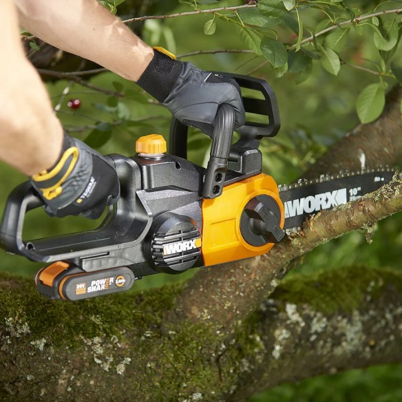 Worx WG322E.1 – Sierra de cadena a batería 20V, espada 25 cm, tensión automática de cadena, incluye batería y cargador