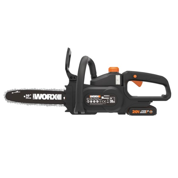 Worx WG322E.1 – Sierra de cadena a batería 20V, espada 25 cm, tensión automática de cadena, incluye batería y cargador