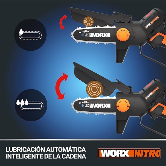 Worx WG325E.9 – Mini motosierra a batería 20V (solo herramienta) - Motor sin escobillas