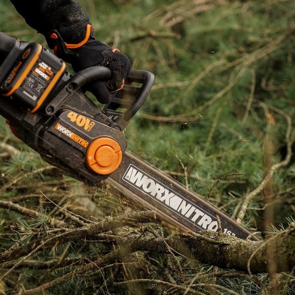 WORX WG385E  Sierra de cadena a batería 20V Máx. - Incluye 2 baterías de 2Ah y cargador doble WORX WG385E  Sierra de cadena a batería 20V Máx. - Incluye 2 baterías de 2Ah y cargador doble