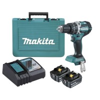Makita DHP484RTE – Taladro percutor inalámbrico 18V LXT, 54 Nm, incluye 2×5,0Ah, cargador y maletín