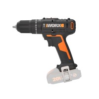 Worx WX370.9 – Taladro percutor a batería 20V PowerShare, portabrocas 13 mm, 2 velocidades, solo herramienta