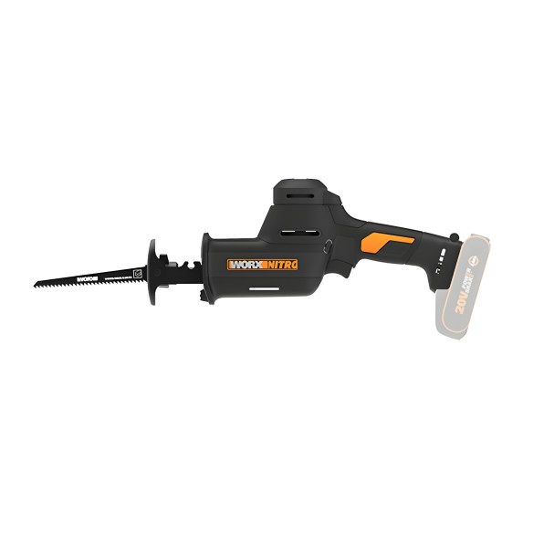 Worx WX501.9 – Mini sierra sable a batería 20V PowerShare, inserción universal, solo herramienta