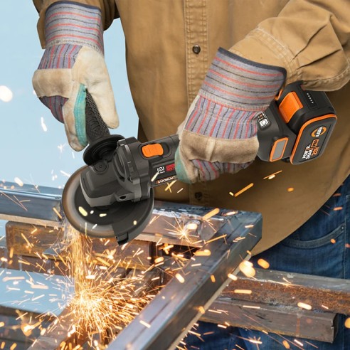 Worx WX814 – Amoladora angular inalámbrica 20V PowerShare 125 mm, incluye batería 4,0 Ah y cargador