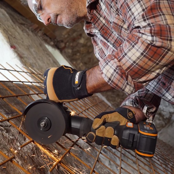 Worx WX814 – Amoladora angular inalámbrica 20V PowerShare 125 mm, incluye batería 4,0 Ah y cargador