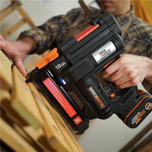 Grapadora a Batería Worx WX844.9 | corona estrecha 18GA | Hasta 40 mm | 80 grapas/min | PowerShare 20V | solo herramienta