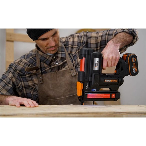 Grapadora a Batería Worx WX844.9 | corona estrecha 18GA | Hasta 40 mm | 80 grapas/min | PowerShare 20V | solo herramienta