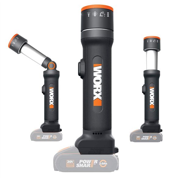Worx WX027.9 – Linterna LED 4 funciones 20V PowerShare, solo herramienta