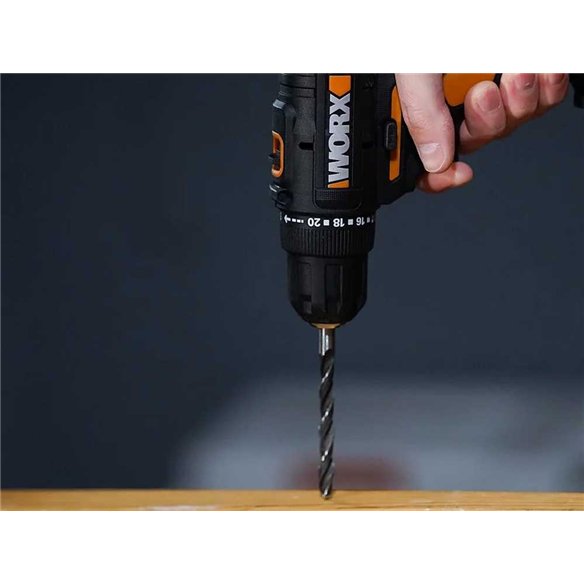 Taladro atornillador WORX WX100.9 | 20V PowerShare | 30 Nm | 10 mm | 2 velocidades | LED | sin batería/cargador