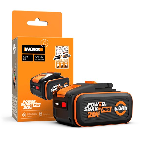 Batería 20V WORX WA3645 | PowerShare Pro 5,0 Ah | indicador de carga | BMS | protección 360°
