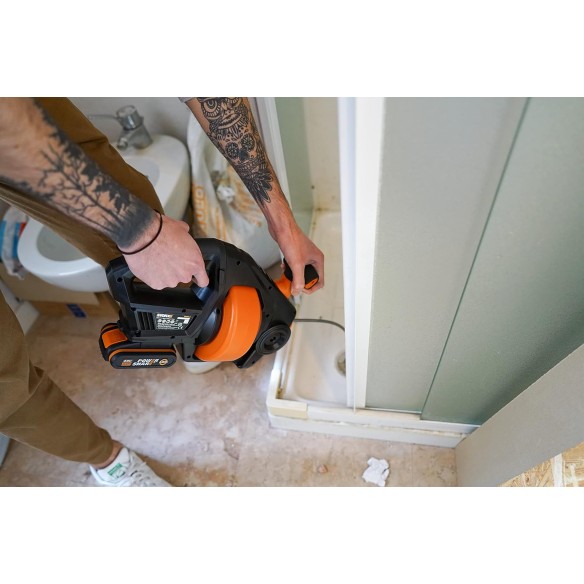 Desatascador de desagües inalámbrico WORX WX891.9 | 20V | 7,6 m | 19–76 mm | 560 RPM | solo herramienta