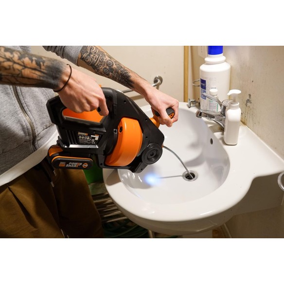 Desatascador de desagües inalámbrico WORX WX891.9 | 20V | 7,6 m | 19–76 mm | 560 RPM | solo herramienta