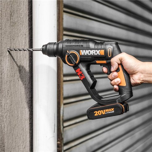 Martillo, Taladro y Atornillador a Batería Worx H3 - WX394.6 - 1,5J - 20V - Incluye 2 Baterías 2Ah, Cargador y Maletín