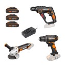 Pack Worx Amoladora + Taladro atornillador + Martillo