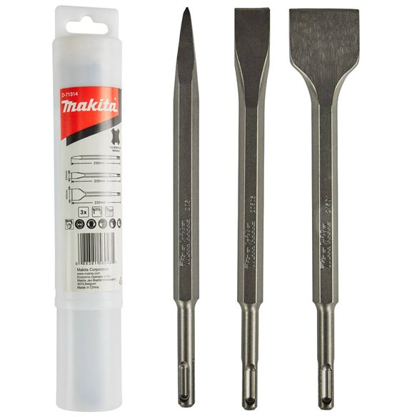 Set de Cinceles SDS-PLUS Makita | 3 Piezas | 230 mm | para Demolición en Hormigón